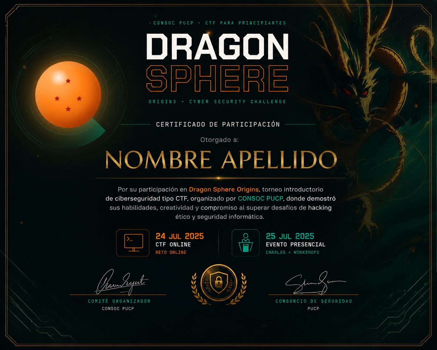 Certificado del evento